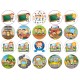 19006287 Set 20 mini discuri caketoppers gata decupate cu copii elevi scolari din vafa D5cm